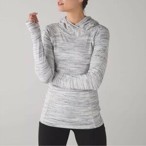 Lululemon Think Fast Hoodie in Space Dye Camo White Multi Silver Spoon (Size 6)